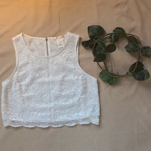 White Lace Crop Top